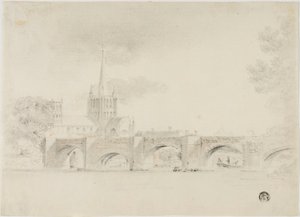 Kościół katedralny i most, Hereford autorstwa Unknown artist