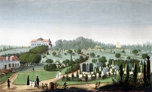 Cmentarz Père Lachaise, około 1820 r. - w „”Widokach Paryża”” Courvoisiera autorstwa Unknown artist