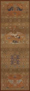 Pokrowiec na krzesło z żurawiem, lwami, smokami, pomyślnymi symbolami i kwiatowymi wzorami autorstwa Unknown artist