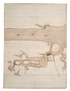 Mapa rzeki Medway i części Tamizy: nr 24 Sheerness, ok. 1590 r. (tusz i płótno) autorstwa Unknown artist