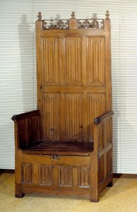Komoda z ceremonialnego dębu z dwoma miejscami zarezerwowanymi dla panów. Koniec XV wieku. Paryż, sztuka dekoracyjna. autorstwa Unknown artist