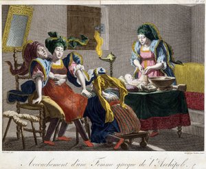 Poród w Grecji - rycina, koniec XIX w. autorstwa Unknown artist