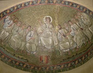 Chrystus Prawodawca na tronie z apostołami, San Lorenzo Maggiore, Mediolan (mozaika) autorstwa Unknown artist