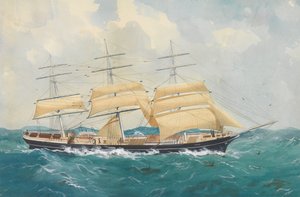 Kliper "Dharwar" na wzburzonym morzu autorstwa Unknown artist