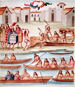 Budowa kajaków (akwarela, ok. 1770-1780) autorstwa Unknown artist