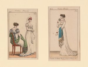 Plansze mody "Costume Parisien" z Journal des Dames et Des Modes i Costume Parisien (Dziennik dam i mody) autorstwa Unknown artist