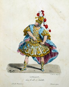 Kostium Lekaina (Henri Louis Cain (Henri-Louis Le Kain) (1729-1778) w roli Achillesa w 1740 roku. Kostium francuskiego teatru komediowego autorstwa Hippolyte