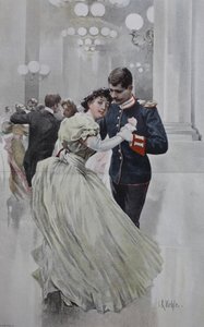 Para tańcząca na balu bożonarodzeniowym autorstwa Unknown artist