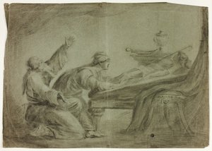 Para w antycznej sukience, opłakujący zmarłego syna autorstwa Unknown artist