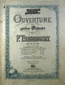 Okładka partytury otwierającej „”Rok 1812””” opus 49 Piotra lub Piotra Iljicza Czajkowskiego (lub Czajkowskiego lub Cajkowskiego lub Czajkowskiego autorstwa Unknown artist