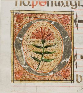 Zdobiony inicjał "O" z kwiatami z rękopisu autorstwa Unknown artist