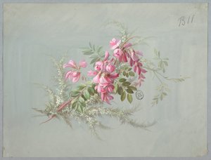 Projektowanie tapet i tekstyliów: kwiaty i ptaki autorstwa Unknown artist