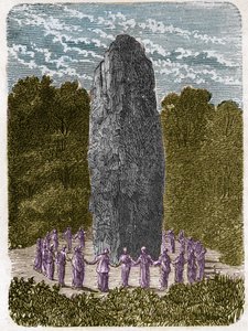 Druides tańczy wokół menhira. autorstwa Unknown artist