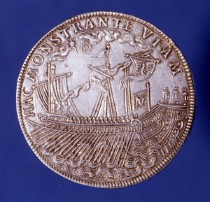 Ducat de Vincenzo Gonzaga (Vincent Gonzague) (1562 - 1612), książę Mantui reprezentujący galerę. autorstwa Unknown artist