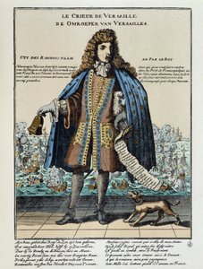 Holenderski druk satyryczny przeciwko Ludwikowi XIV: Bitwa pod Hougue lub flota francuska, uzbrojona w celu przywrócenia Jacques II i dowodzona przez Annę Hilarion z Costentin (Cotentin), hrabiego Tourville (1642-1701), została pokonana i częściowo zniszcz autorstwa Unknown artist