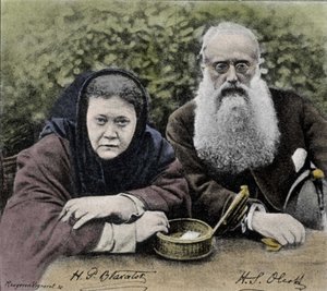 Elena Petrovna Blavatsky (1831-1891), rosyjska teozofa, współzałożycielka Towarzystwa Teozoficznego w 1875 wraz z Henrym Steelem Olcottem. autorstwa Unknown artist