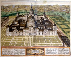Grawer przedstawiający pałac Escorial lub Escorial w Hiszpanii. sd. XVII wiek. autorstwa Unknown artist
