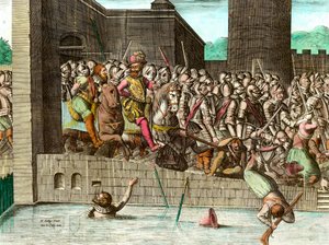 Wpisany do Paryża przez króla Henryka IV (1553-1610) 22 marca 1594. Rycina z XVIII wieku. Dz. Chodźmy. autorstwa Unknown artist
