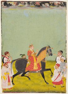 Portret jeździecki Maharany Raj Singh II z Mewar (r. 1755–62) autorstwa Unknown artist