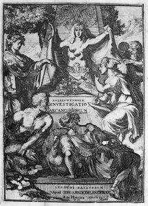 Fałszywy tytuł dzieła „Investigato Arcanorum” holenderskiego kupca i uczonego Antoine van Leeuwenhoek (lub Leeuvenhoek Leeuwenhoeck) (lub Antoni lub Anthonie) (1632-1723) 1722. autorstwa Unknown artist
