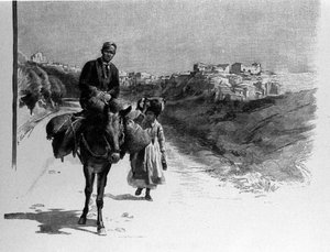 Rodzina podróżująca drogą do Calatafimi, Sycylia Rycina z XIX wieku autorstwa Unknown artist