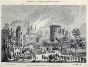 Pożar katedry St André, Bordeaux, 25 sierpnia autorstwa Unknown artist