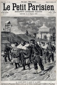 Pierwsza wojna chińsko-japońska - wojna chińsko-japońska (1894-1895): konwój chińskich jeńców dowodzony przez żołnierzy japońskich po bitwie pod Pjongjanem 15 i 16 września autorstwa Unknown artist