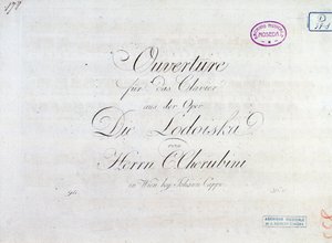 Pierwsza strona partytury uwertury na pianoforte z opery „Lodoiska” Luigiego Cherubiniego autorstwa Unknown artist