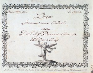 Pierwsza strona partytury Svenami teraz okrutnej, w Gli Orazi e i Curiazi Domenico Cimarosy, ok. 1930 r. 1798 autorstwa Unknown artist