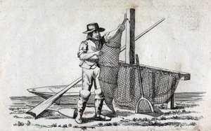 Rybak i kabaretki. Drobne grawerowanie z XVIII wieku. Prywatna kolekcja. autorstwa Unknown artist