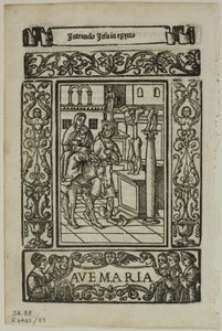 Ucieczka do Egiptu z Rosario della V. Maria by Castellanus, tablica 89 z drzeworytów z ksiąg XVI w. autorstwa Unknown artist