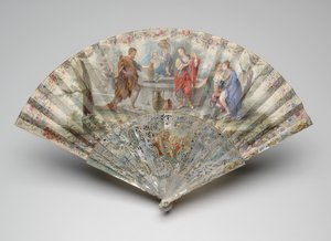 Składany wachlarz z Rebeccą i Eliezerem przy studni, ok. 1740 autorstwa Unknown artist
