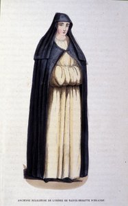Była zakonnica Zakonu św. Brygidy Irlandii. Rycina z albumu na zakony, Paryż autorstwa Unknown artist