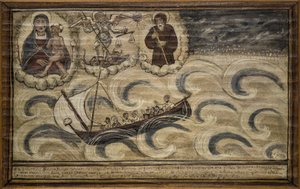 Były żeglarz woto (ex voto), popularna propozycja jako rękojmia oddania i wdzięczności żeglarza przeżywającego niebezpieczeństwa morza, pochodzącego z kościoła Carmine, Torre del Greco, niedaleko Neapolu autorstwa Unknown artist