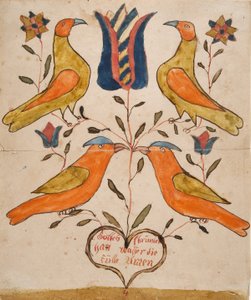 Cztery ptaki, tulipan i serce autorstwa Unknown artist