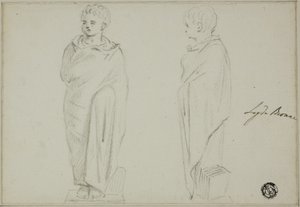 Widok z przodu i z boku posągu chłopca ubranego w toga autorstwa Unknown artist