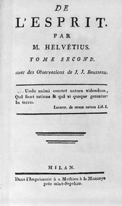 Frontyspis „”De l’Esprit”” Claude Adriena Helvetiusa (1715-1771) autorstwa Unknown artist