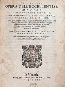 Frontyspicjum Toscanello w muzyce Pietro Aron autorstwa Unknown artist