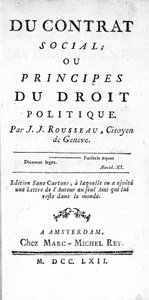Frontispice of the Social Contract or Principles of Political Law Jean Jacques Rousseau (1712-1778), wydrukowane w Amsterdamie w 1762 r. autorstwa Unknown artist