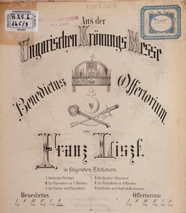 Frontyspicjum partytury Węgierska Msza Koronacyjna Liszta (XIX w.) autorstwa Unknown artist