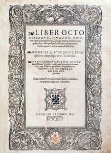 Frontyspis z Liber octo Missarum (1541) autorstwa Unknown artist