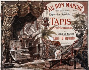 Meble i dywany meblowe - reklama sklepu „Le bon marche”, koniec XIX wieku. autorstwa Unknown artist