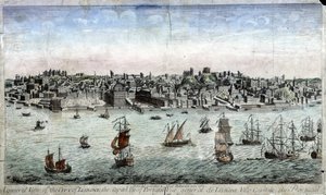 Widok ogólny Lizbony, stolicy Portugalii - grawer autorstwa Unknown artist