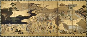 Sceny rodzajowe (Fūzoku byōbu) autorstwa Unknown artist