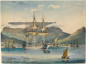 HMS "Jupiter" (1813) w Zatoce Stołowej, jako okręt wojenny autorstwa Unknown artist