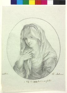 Pół długości młodej kobiety z prześcieradłem wokół głowy Dama z welonem dziewica westalka autorstwa Unknown artist