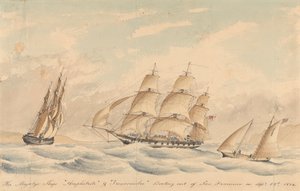 Statki Jej Królewskiej Mości "Amphitrite" i "Trincomalee" opuszczające San Francisco 23 września 1854 r. autorstwa Unknown artist