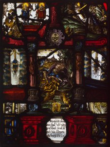 Panel heraldyczny przedstawiający Samsona i lwa autorstwa Unknown artist