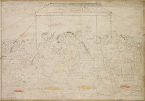 Hinduski bóg Kryszna ubrany w damskie ubrania na wiosenny festiwal Holi autorstwa Unknown artist