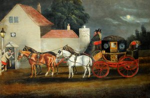 Hull and London Royal Mail Coach, ok. 1860 r. (olej na płótnie) autorstwa Unknown artist